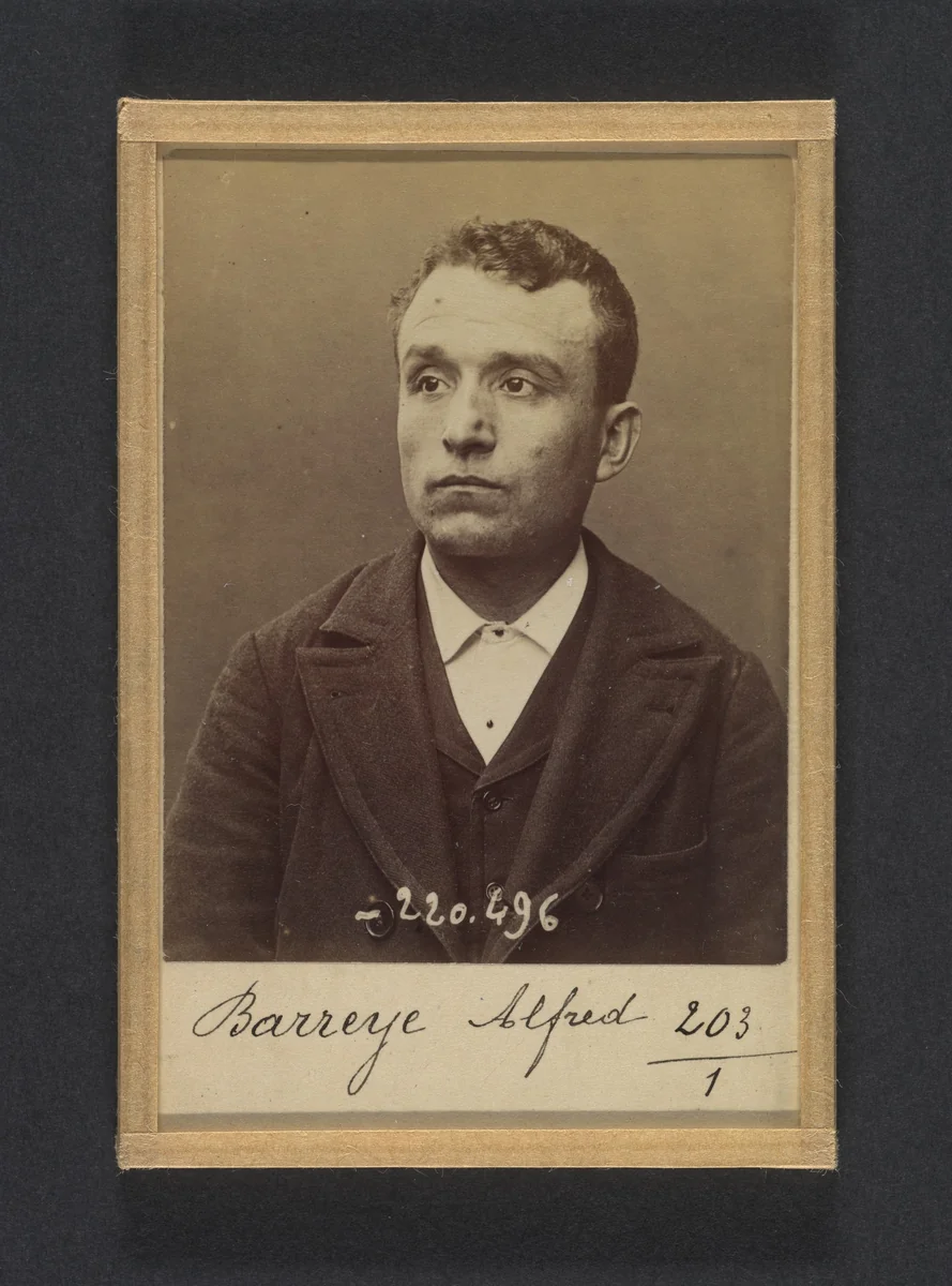 Barreyre. Alfred. 30 ans, né le 30/6/64 à Brassac (P. de Dôme). Gérant de restaurant. Anarchiste. 2/7/94. by Alphonse Bertillon, photograph, 1894