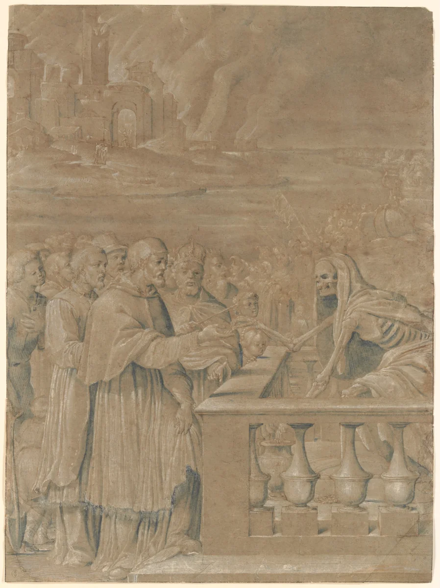 Allegory of the Triumph of Death over Church and State by Girolamo da Treviso, drawing, 1533-1549