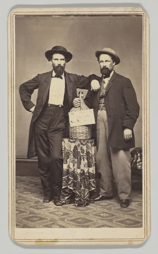 [Two Wine Merchants with Cask] by Moore Brothers, photograph, 1860-1869