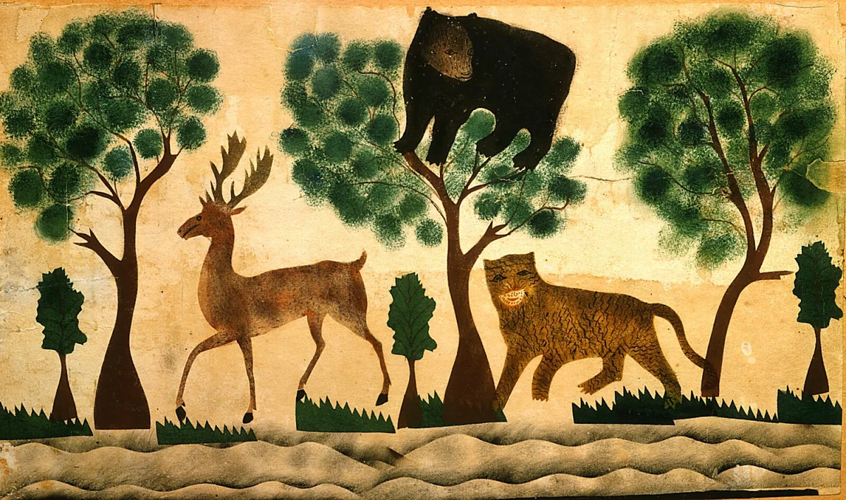 Bear in Tree by American 19th Century, drawing, 1850