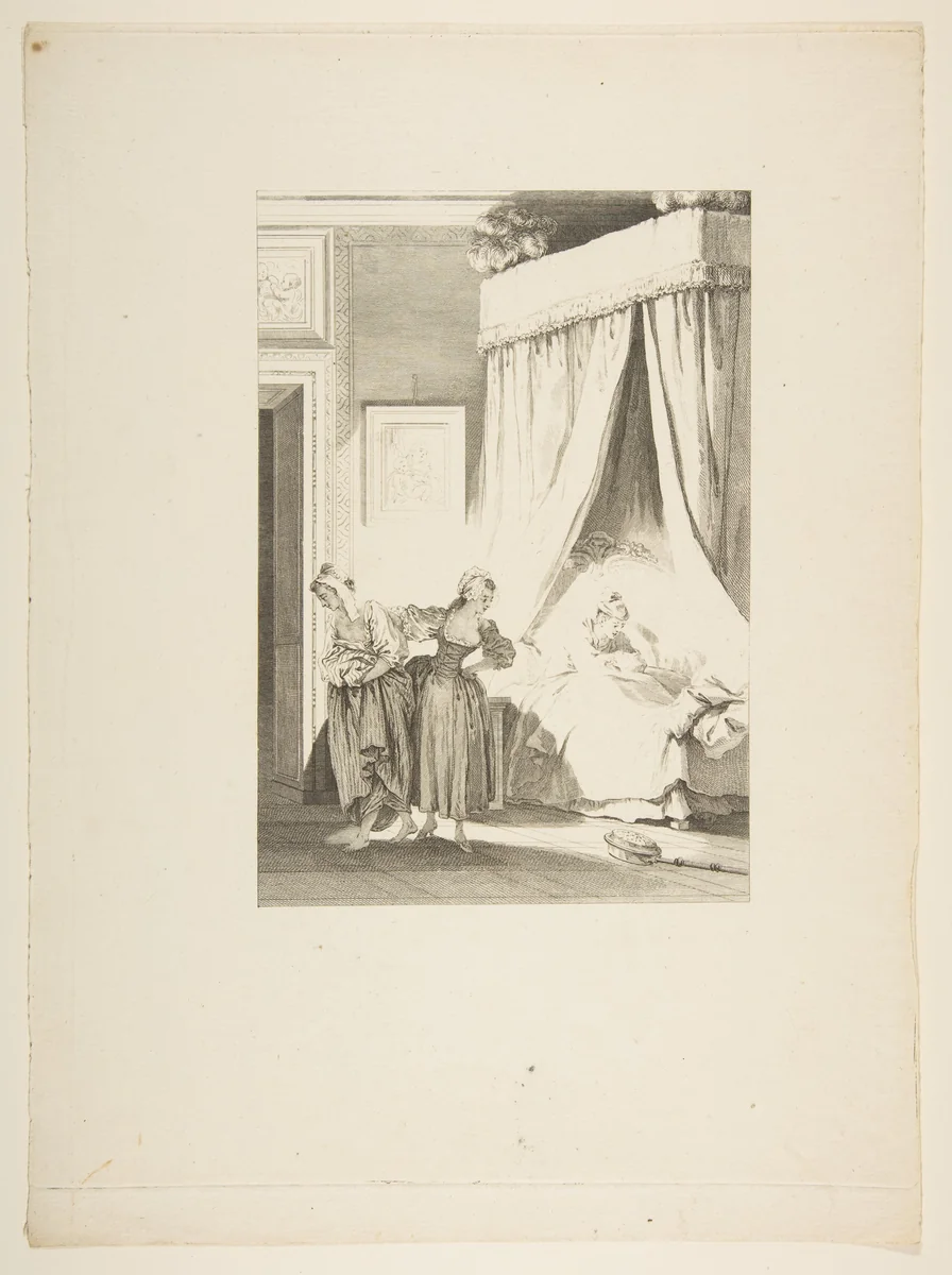 La Gageure des trois Commeres: La Servante, from "Contes et nouvelles en vers par Jean de La Fontaine. A Paris, de l'imprimerie de P. Didot, l'an III de la République, 1795" by Philippe Trière, print, 1790-1800
