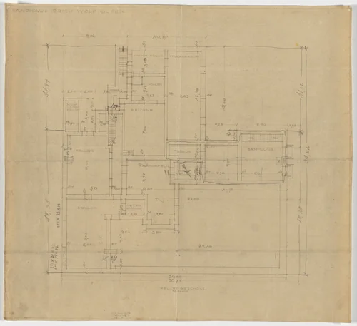 Wolf House, Gubin, Poland (Basement plan [final version]) by Ludwig Mies van der Rohe, mies van der rohe archive, 1925