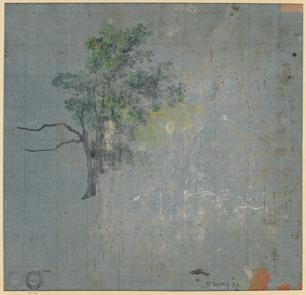 Tree Studies (verso) by Johann Jacob Dorner, drawing, 1775-1852