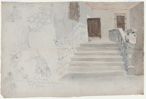 A Staircase in Seville by Eugène Delacroix, drawing, 1832