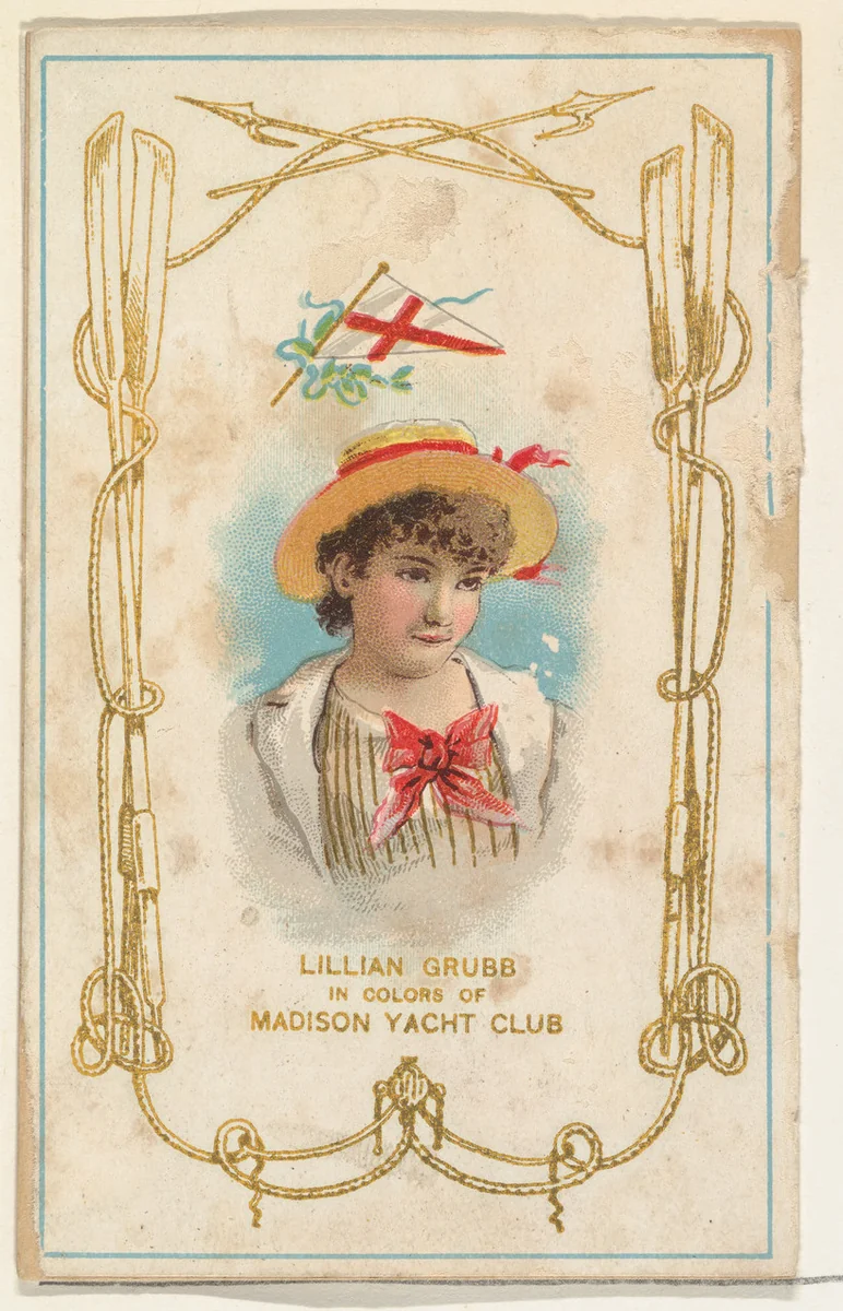 Lillian Grubb in the Colors of the Madison Yacht Club, from the Yacht Colors of the World series (N140) issued by Duke Sons & Co. to promote Honest Long Cut Tobacco by W. Duke, Sons & Co., print, 1890
