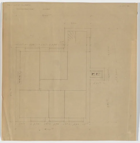 Wolf House, Gubin, Poland (Third floor plan [final version]) by Ludwig Mies van der Rohe, mies van der rohe archive, 1925