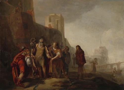 The Legates of Alexander the Great Investing the Gardener Abdalonymus with the Insignia of the Kingship of Sidon by Nicolaes Knupfer, painting, 1645-1650