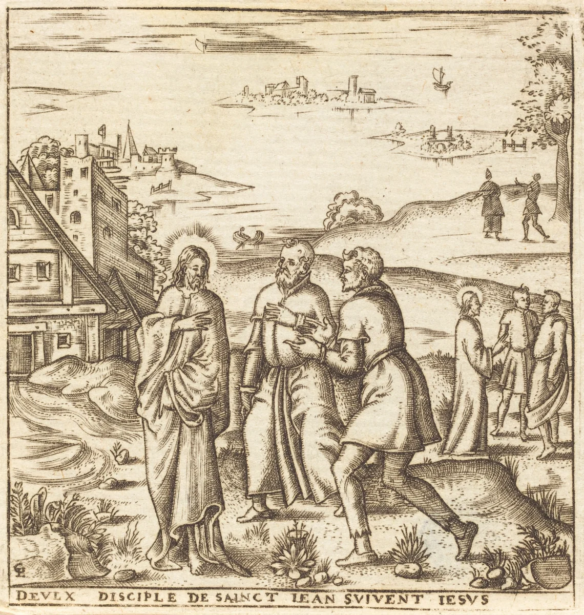 Christ Bids Two Disciples of John the Baptist to Follow Him by Léonard Gaultier, print, 1576-1580