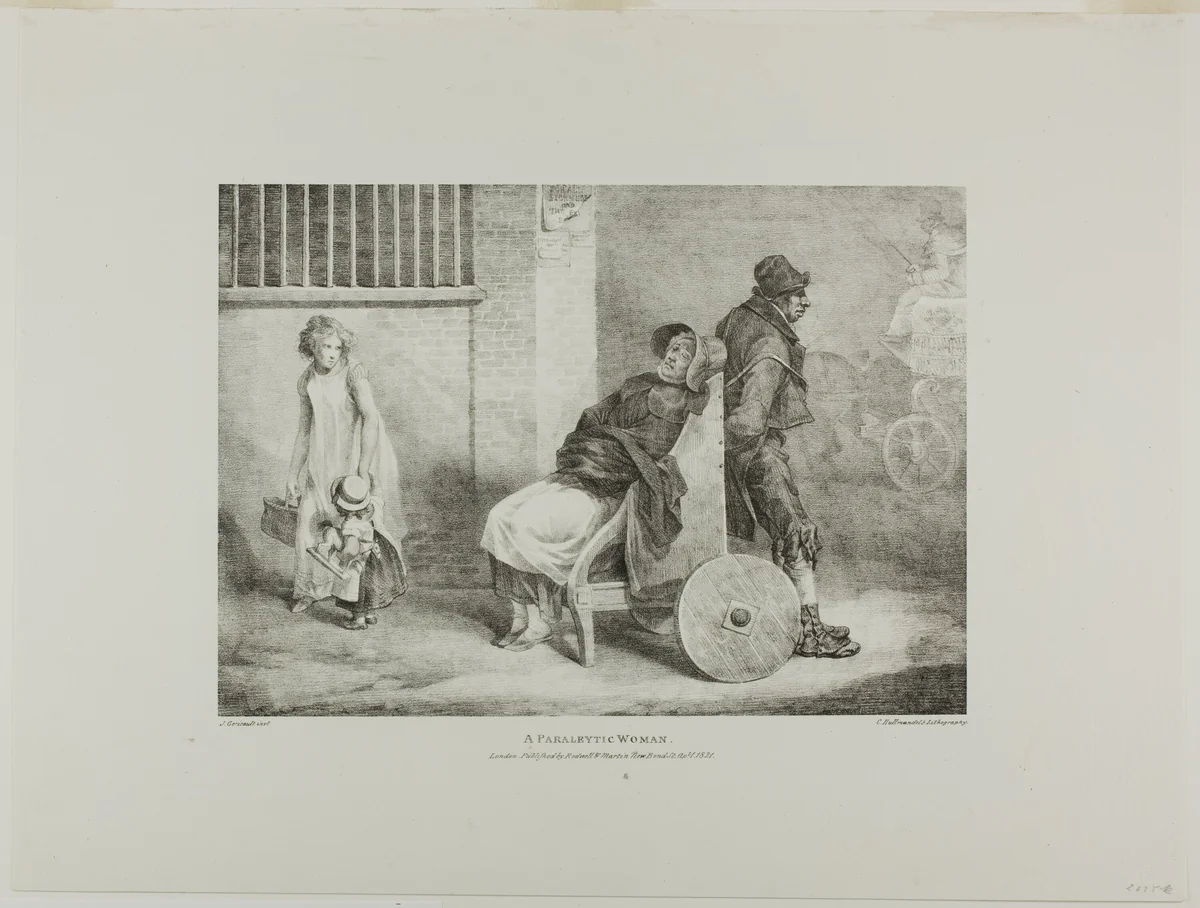 A Paraleytic Woman, plate 9 from Various Subjects Drawn from Life and on Stone (The English Suite) by Jean Louis André Théodore Géricault, print, 1821