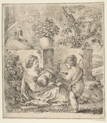 Virgin and Child with St. John the Baptist and St. Elizabeth by Stefano della Bella, print, 1636-1646