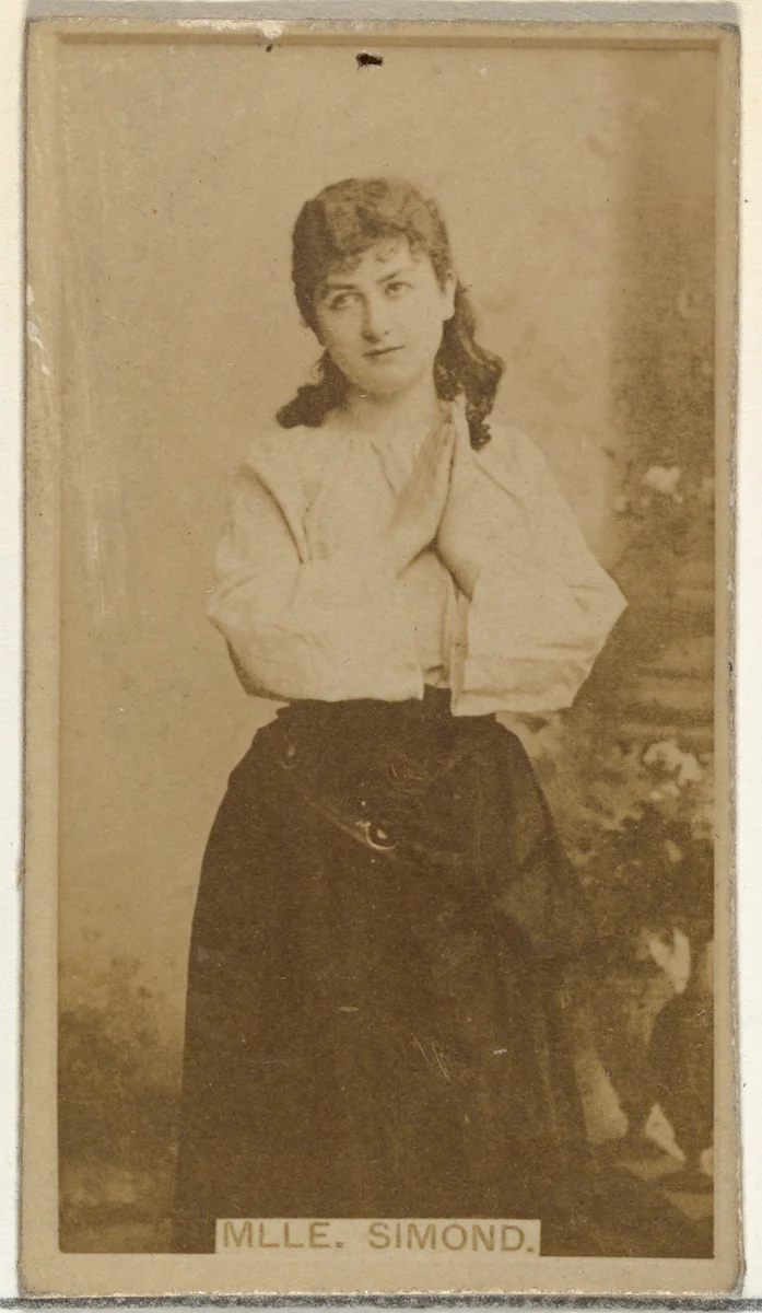 Mlle. Simond, from the Actors and Actresses series (N145-8) issued by Duke Sons & Co. to promote Duke Cigarettes by W. Duke, Sons & Co., photograph, 1890-1895