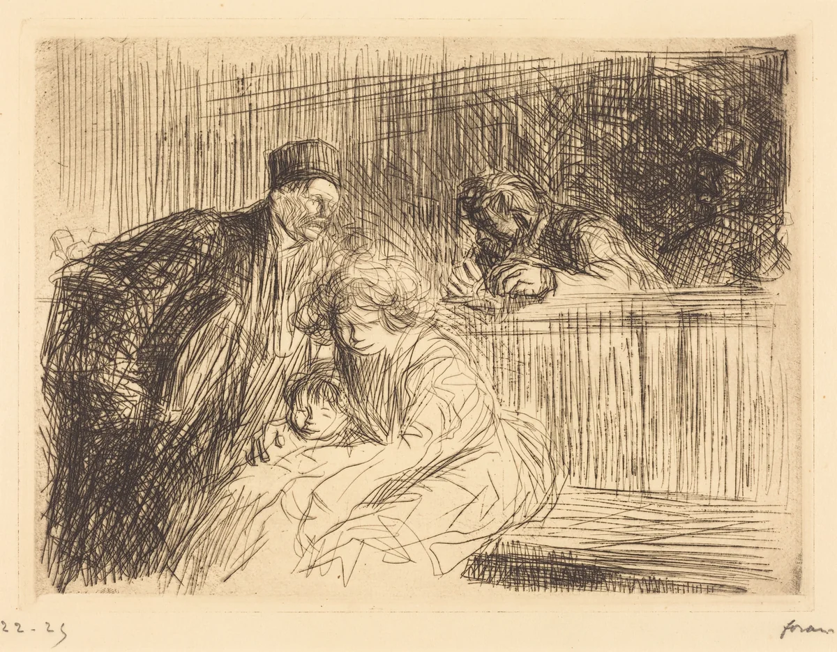 L'avocat parlant au prévenu (2e planche) (The Lawyer Talking to the Prisoner) (second plate) by Jean-Louis Forain, print, 1909