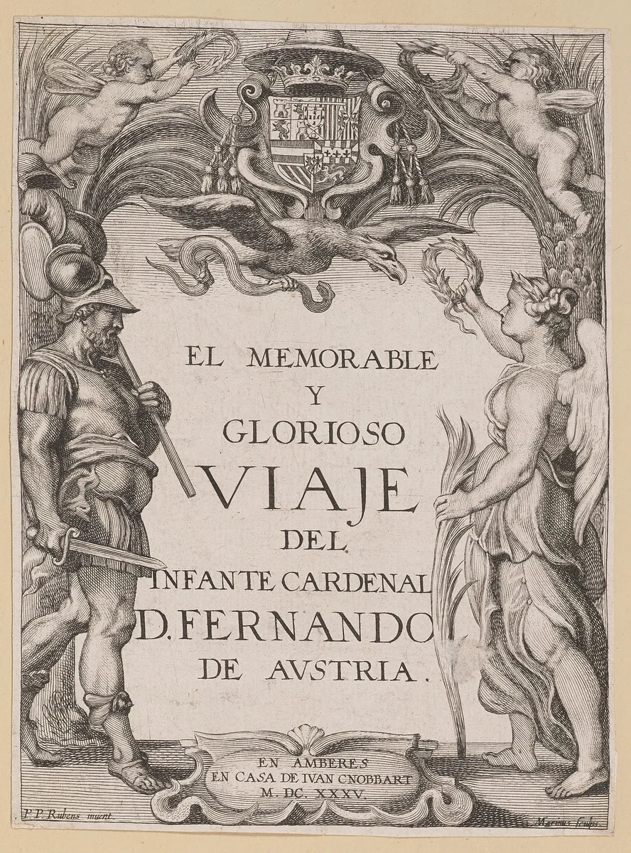 Title Page for D. De Aedo y Gallert, El...Viaje del Infante Cardenal... by Sir Peter Paul Rubens, print, 1635
