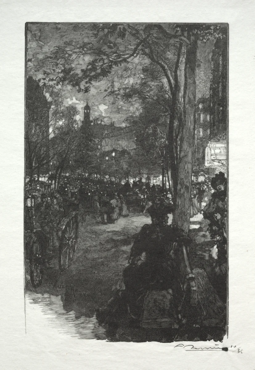 Le Boulevard Montmartre, le Soir by Auguste Louis Lepère, print, 1890