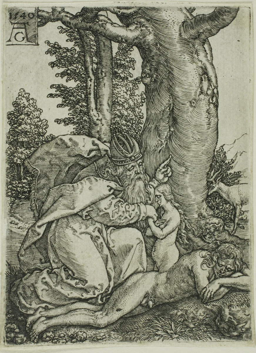 The Creation of Eve, plate one from Adam and Eve by Heinrich Aldegrever, print, 1540