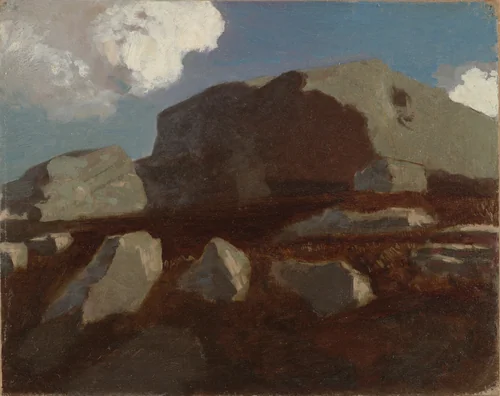Landscape with Rocks, near Royan by Odilon Redon, painting, 1875