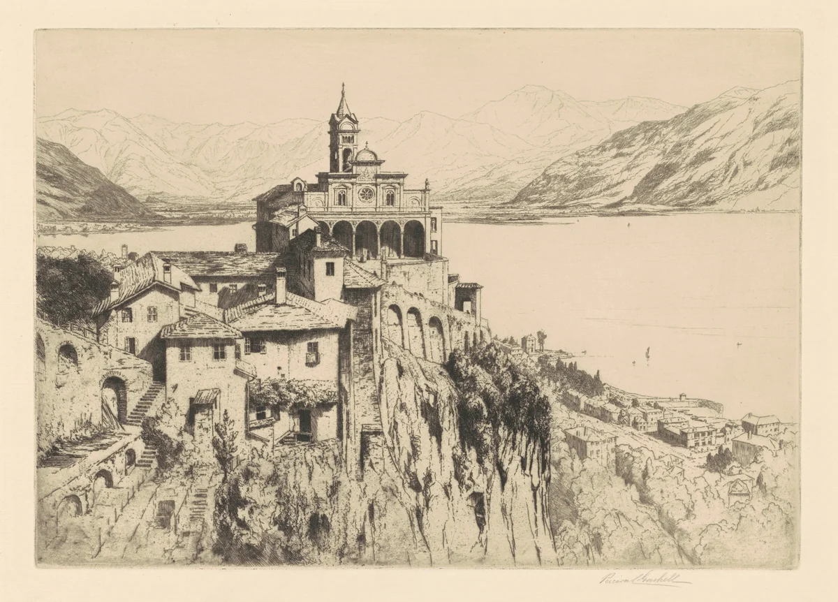 Santa Maria del Sasso, Locarno by Percival Gaskell, print, 1906-1916