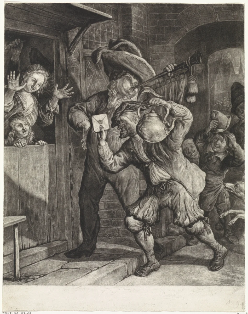 Loterij van Grootebroek, 1694 by Cornelis Dusart, print, 1694-1695