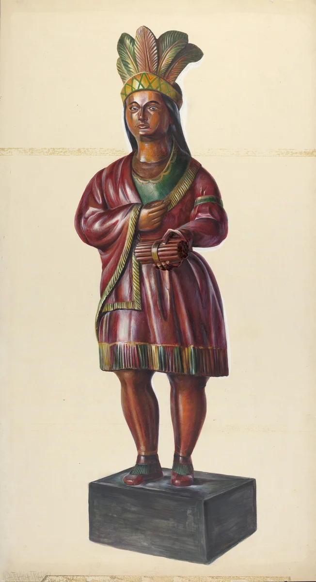 Cigar Store Indian by Walter Hochstrasser, index of american design, 1937