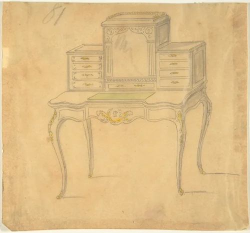 Design for a Desk by anonymous, drawing, 1800-1900