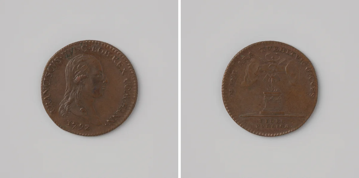 Inhuldiging van Frans II, Duits keizer als graaf van Henegouwen by anonymous, metalwork, 1792