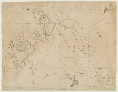 Study for Birthday by Marc Chagall, drawing, 1915
