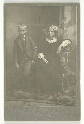 Untitled (boy and girl) by Artist Unknown, photograph, 1870-1899