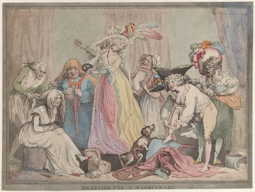 Dressing for a Masquerade by Thomas Rowlandson, print, 1790
