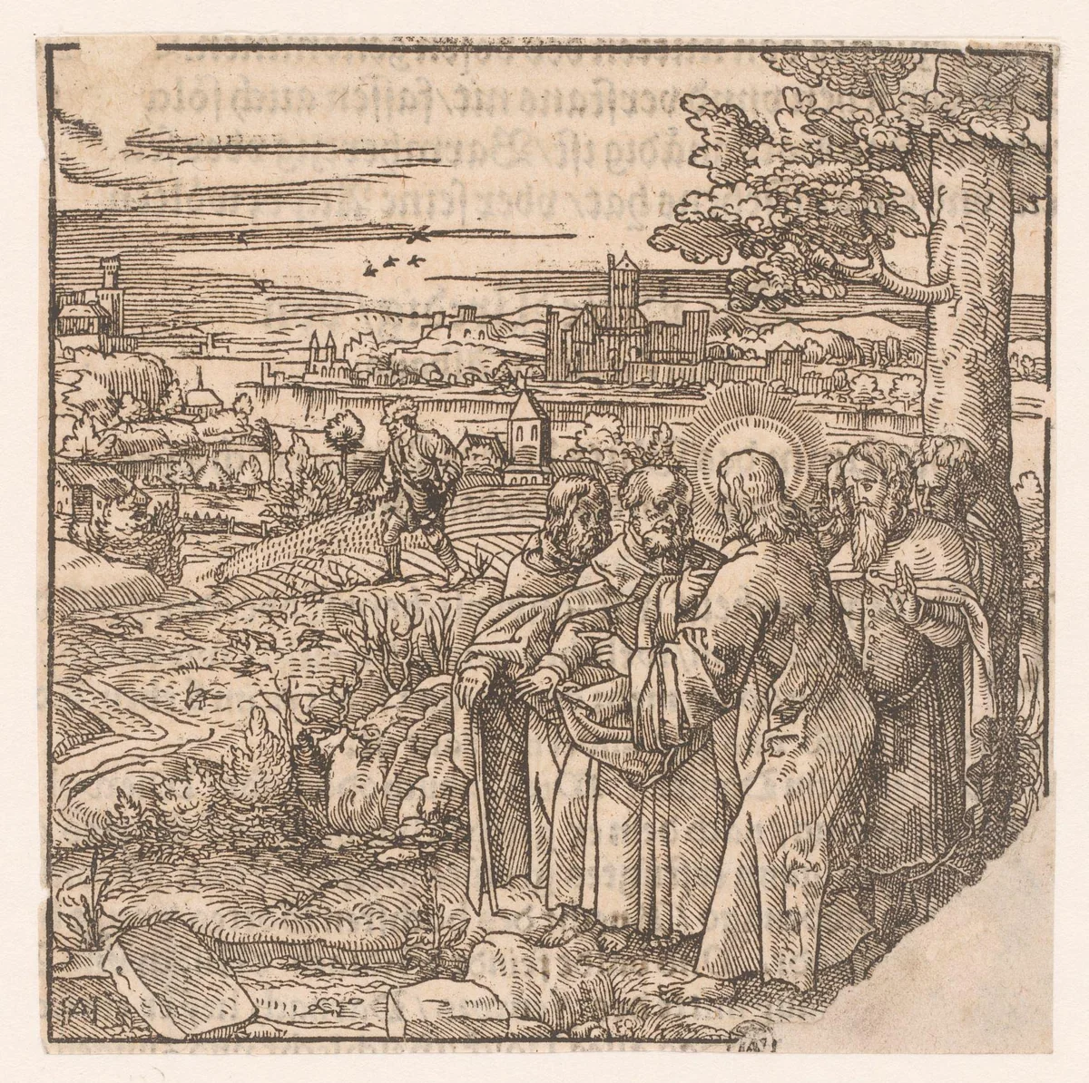 Christus vertelt zijn discipelen het parabel van de zaaier by Unknown, print, 1552