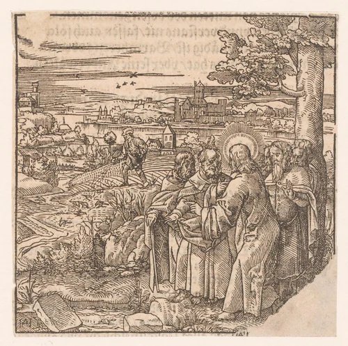 Christus vertelt zijn discipelen het parabel van de zaaier by Unknown, print, 1552
