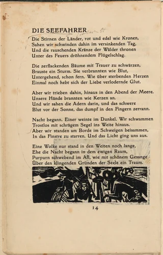 Die Seefahrer (The Seafarer) (in-text plate) from mock-up of Georg Heym: Umbra Vitae (Georg Heym: Shadow of Life) by Ernst Ludwig Kirchner, volume, 1912-1922