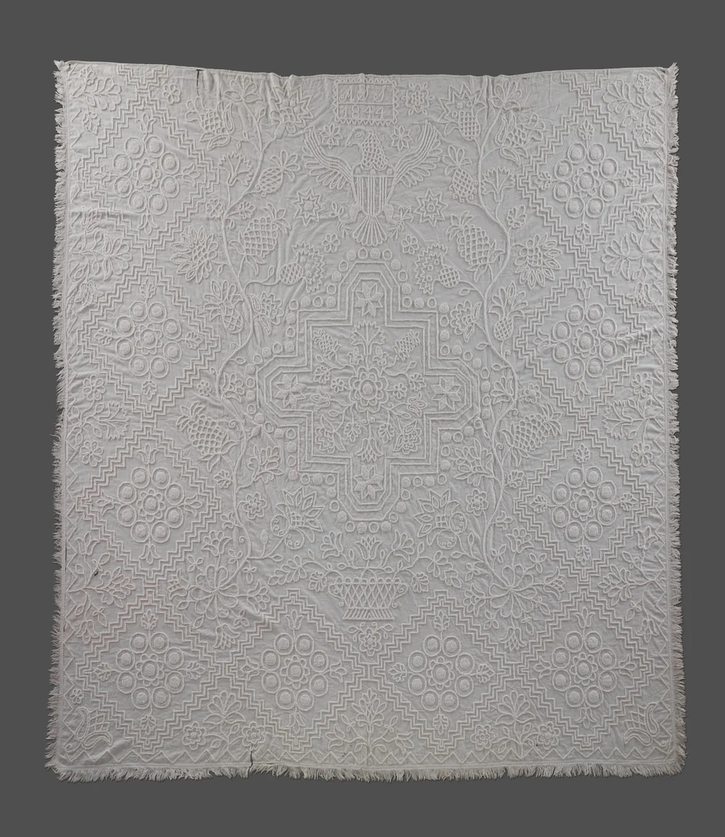 Embroidered coverlet by A. S. S., artwork, 1844