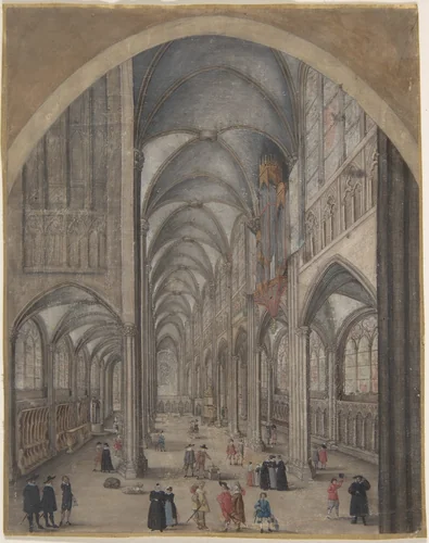 Interior of Strasbourg Cathedral by Jacob van der Heyden, drawing, 1620-1635
