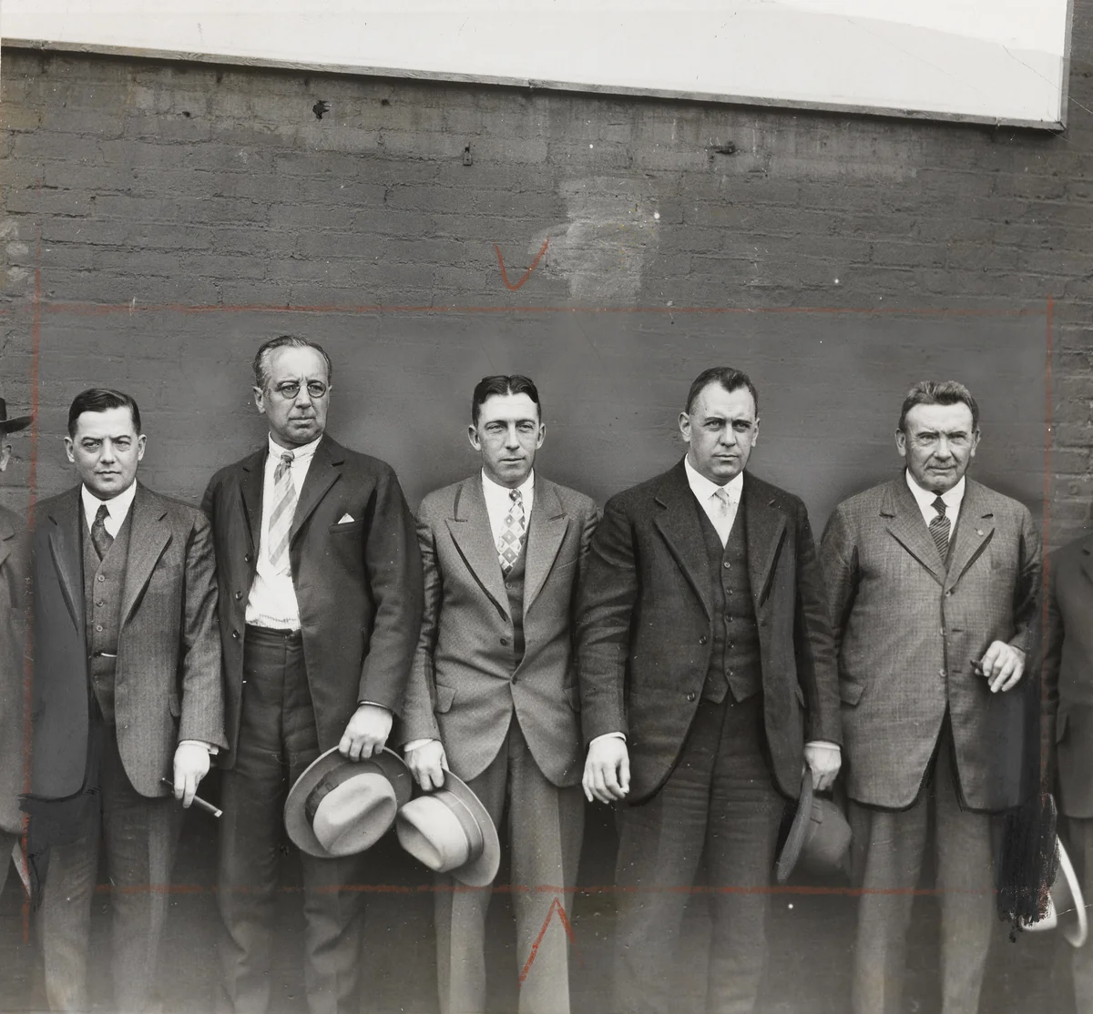 Men Against Wall by Times Wide World Photos, photograph, 1927