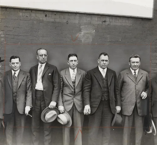 Men Against Wall by Times Wide World Photos, photograph, 1927