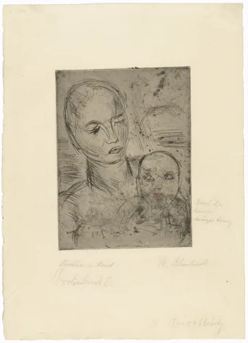 Mother and Child, Small (Mutter und Kind, klein) by Wilhelm Lehmbruck, print, 1915