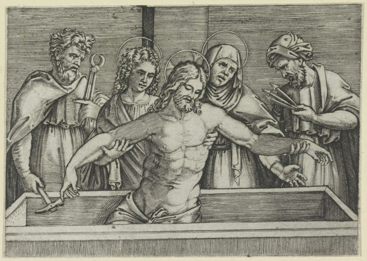 Graflegging van Christus by Unknown, print, 1490-1536