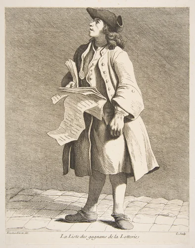 The Reading of Lottery Winners by Anne Claude Philippe de Tubières, print, 1746