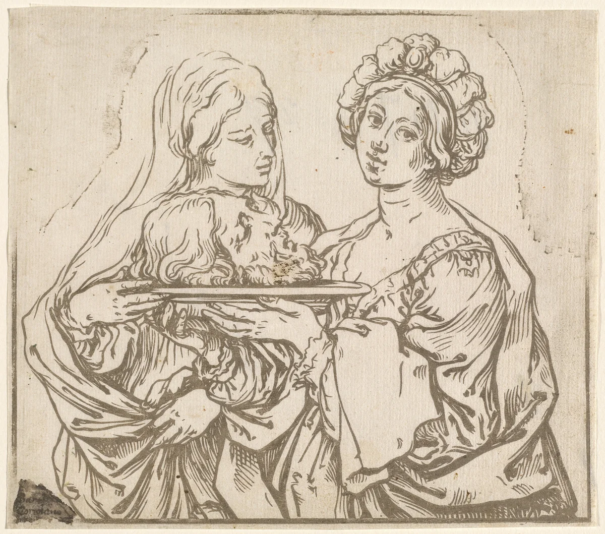Herodias and Salome by Bartolomeo Coriolano; Guido Reni, print, 1631
