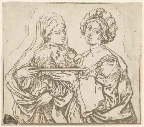 Herodias and Salome by Bartolomeo Coriolano; Guido Reni, print, 1631