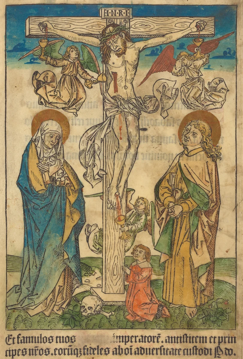 Christ on the Cross with Angels by German 15th Century, print, 1490