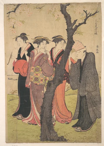 Cherry Blosson Viewing at Gotenyama by Torii Kiyonaga (鳥居清長), print, 1774-1794