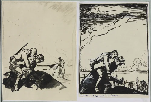 Bataille de Rozelieures en Lorraine by Auguste Louis Lepère, drawing, 1914