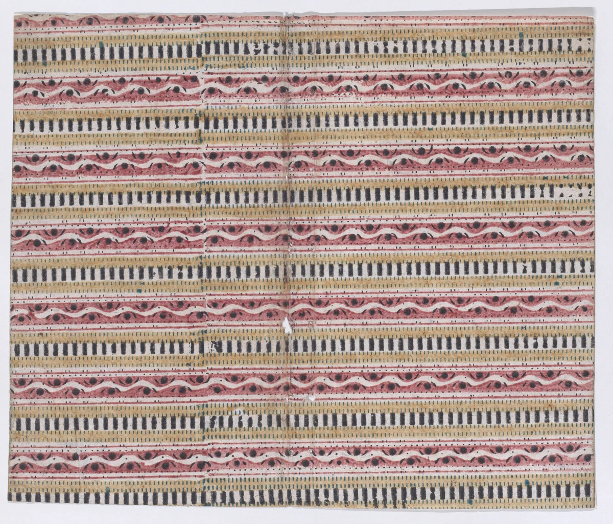 Book cover with overall geometric and stripe pattern by anonymous, print, 1800-1900