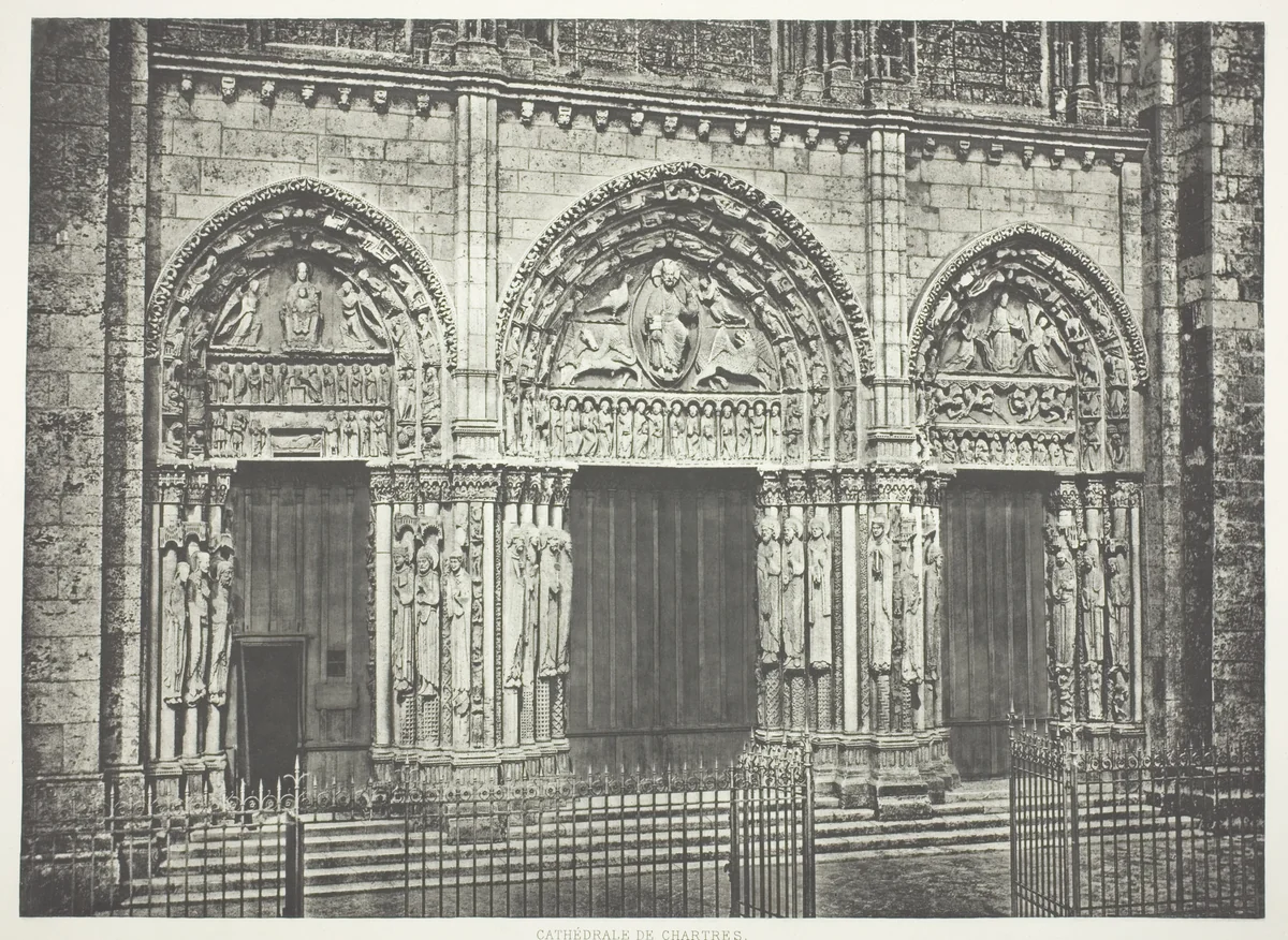 Main Portal, Chartres Cathedral by Édouard Baldus, print, 1855-1865