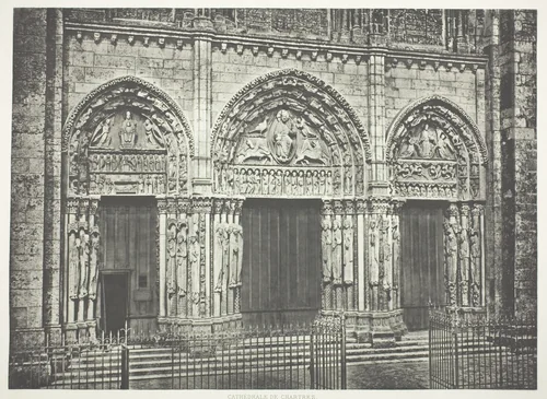 Main Portal, Chartres Cathedral by Édouard Baldus, print, 1855-1865
