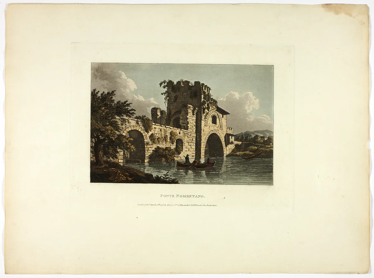 Ponte Nomentano, plate twenty-seven from Ruins of Rome by M. Dubourg, print, 1798