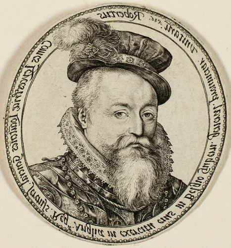 Robert Dudley, Earl of Leicester (1532-1588), English Nobleman, Governor-General of the United Provinces in 1585-87 by Hendrick Goltzius, print, 1586