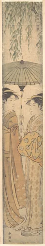 Beauties under an Umbrella by Katsukawa Shunshô (勝川春章), print, 1767-1799