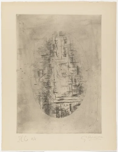 Pale Ale (Bottle of Bass and Glass on a Table) by Georges Braque, print, 1911